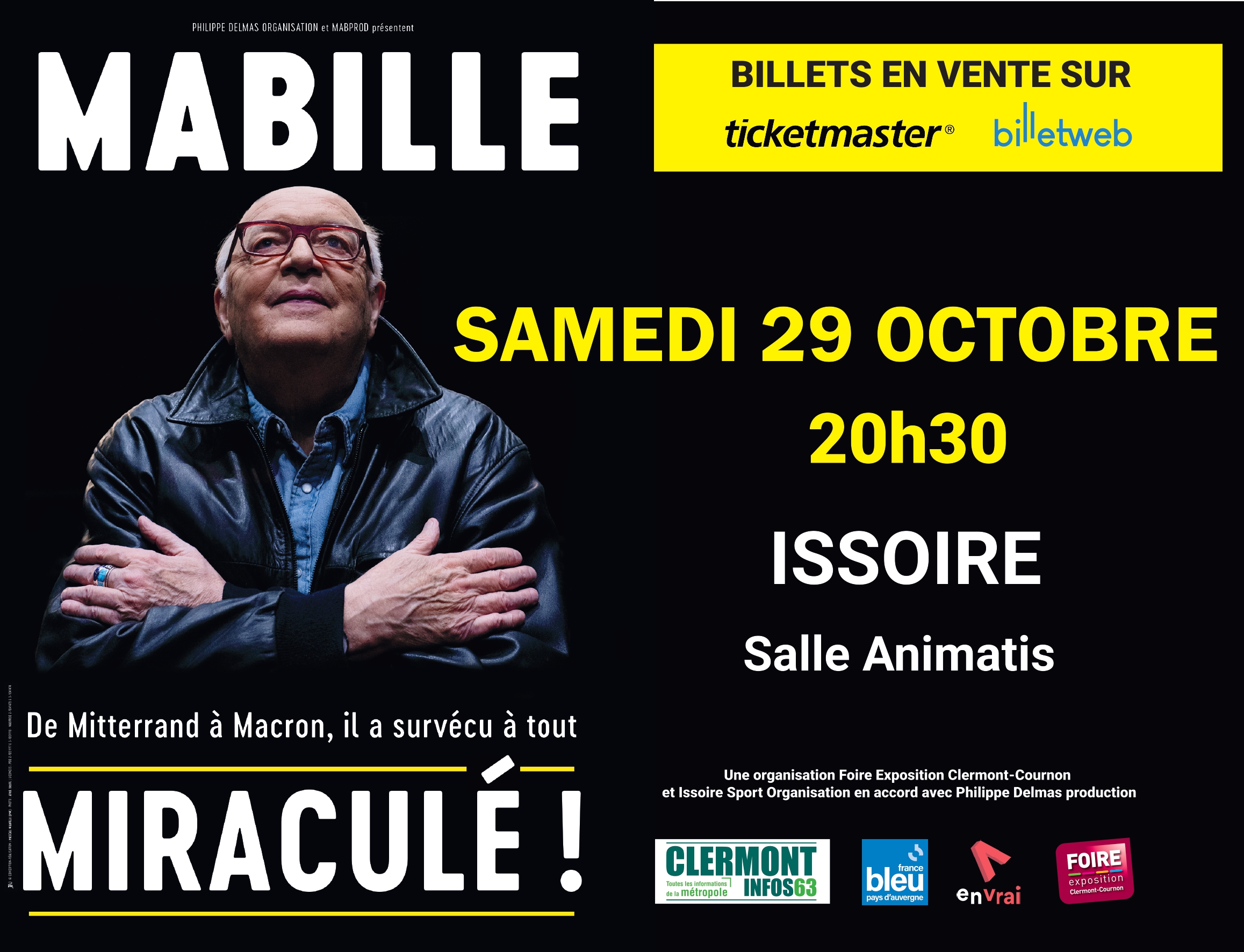 Bernard Mabille le 29 octobre Salle Animatis à Issoire